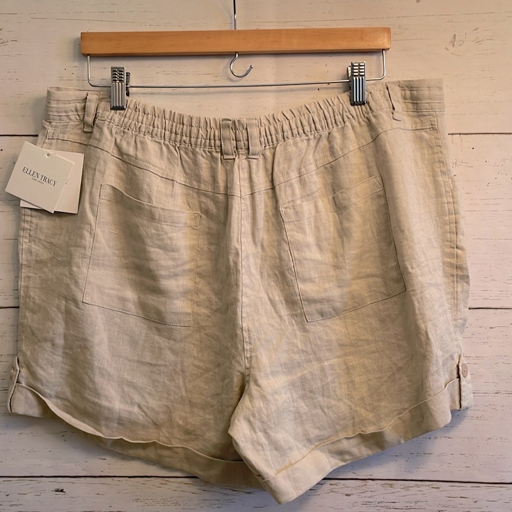 Ellen Tracy Light Tan Linen Shorts , size Large, NWT - Picture 6 of 10
